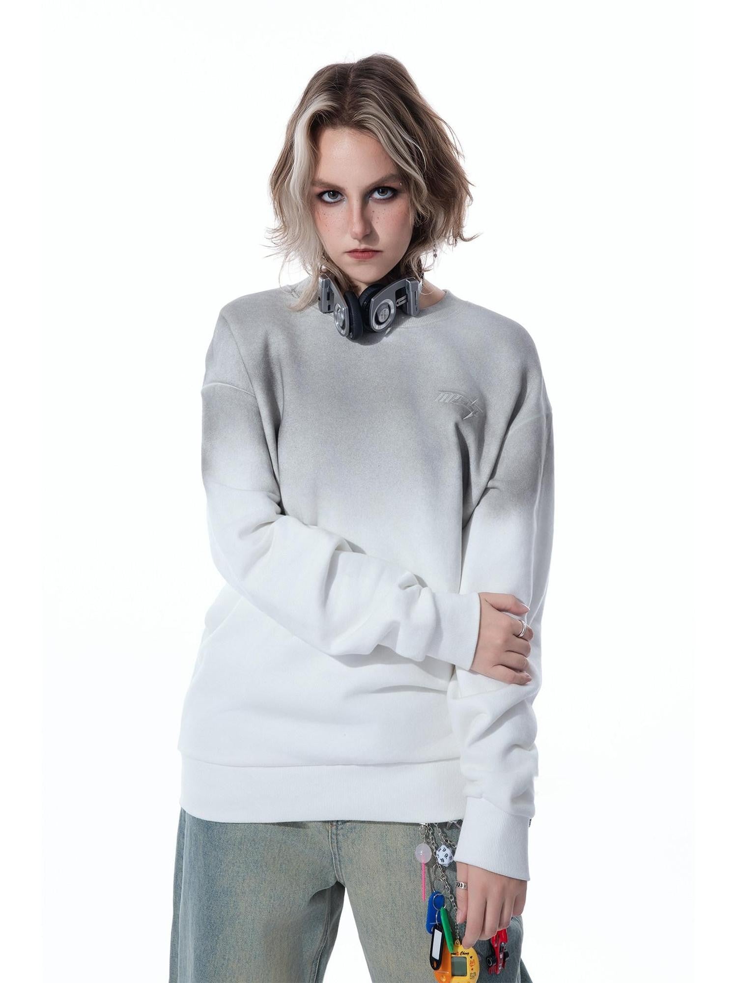 MOGONGSHE American Street Hoodless Oversized Women's Cotton Fleece Crewneck Sweatshirts
