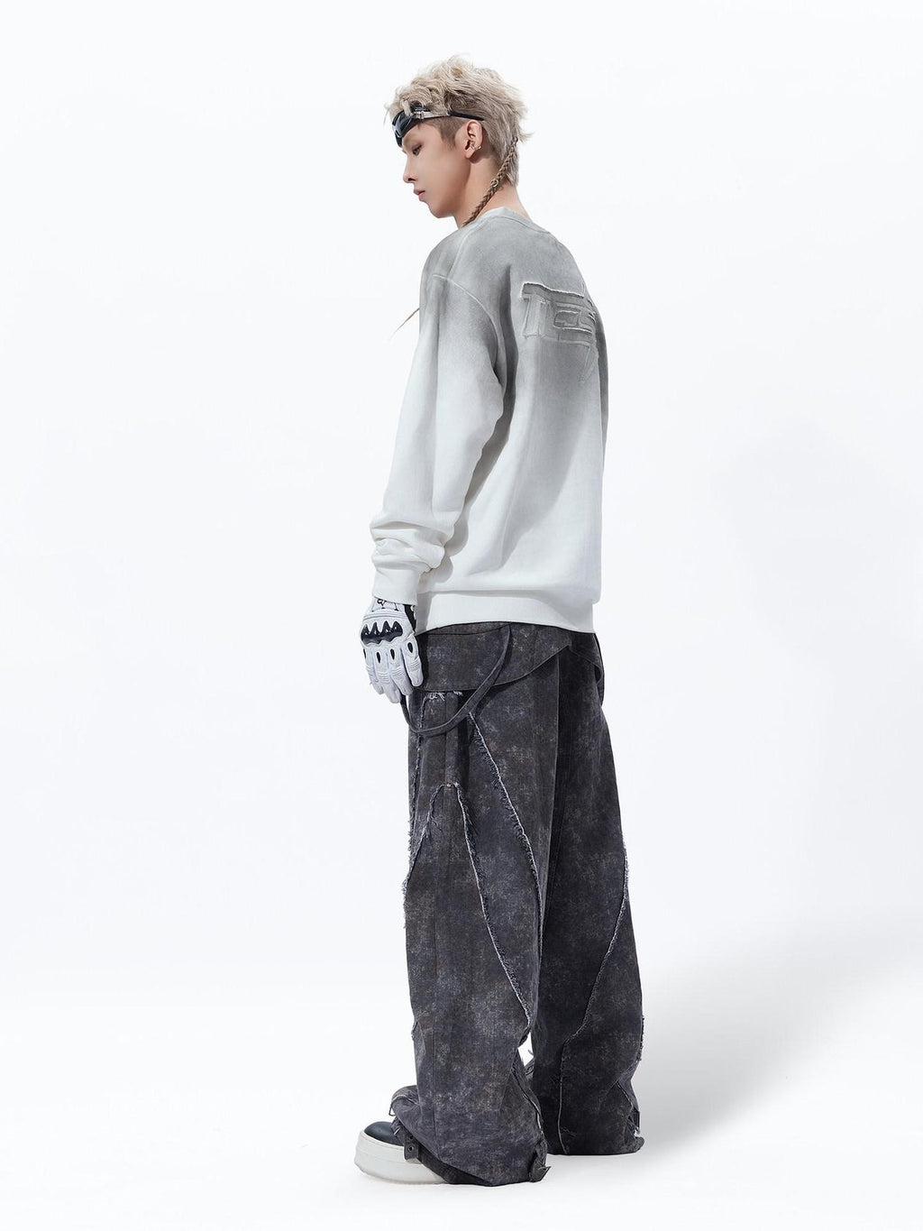 MOGONGSHE American Street Hoodless Oversized Women's Cotton Fleece Crewneck Sweatshirts