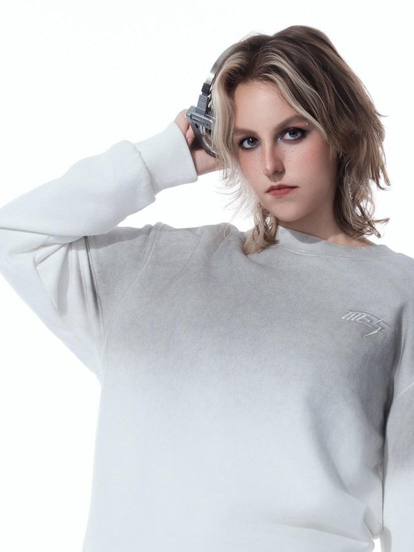 MOGONGSHE American Street Hoodless Oversized Women's Cotton Fleece Crewneck Sweatshirts