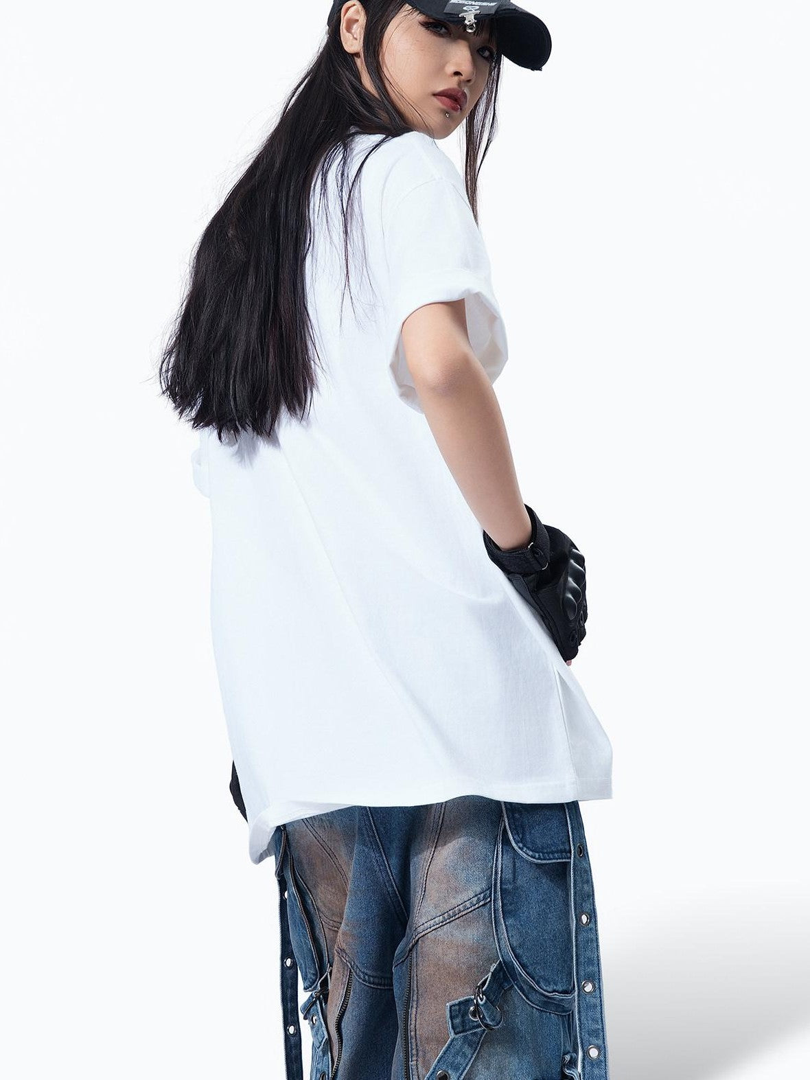 MOGONGSHE American Streetwear Chic Luxe Distinctive Women's Short Sleeve T-shirts