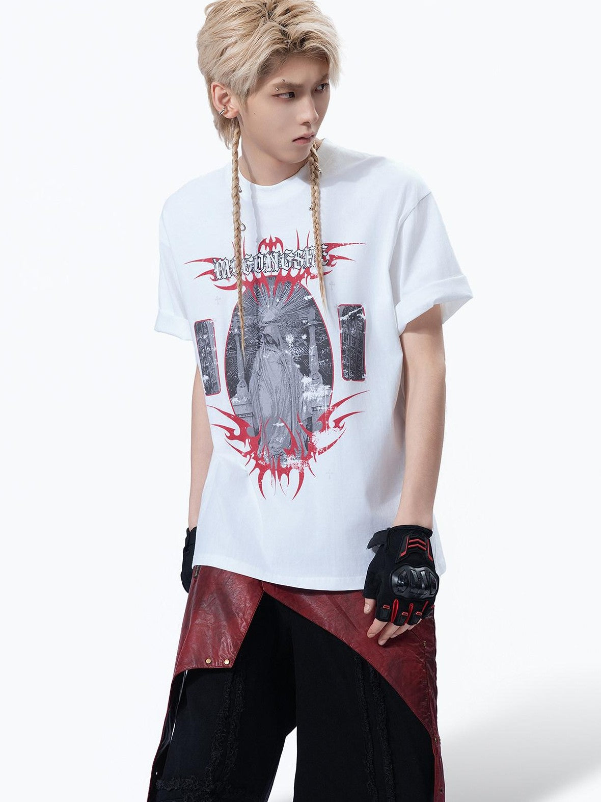 MOGONGSHE American Streetwear Chic Luxe Distinctive Women's Short Sleeve T-shirts