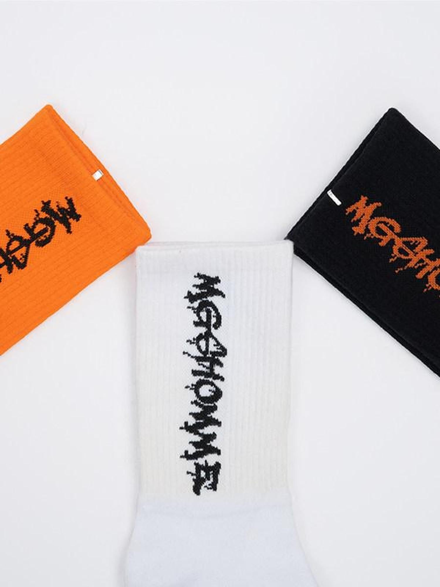 MOGONGSHE American Style Letter Print Mid Calf Women's Cotton Athletic Socks