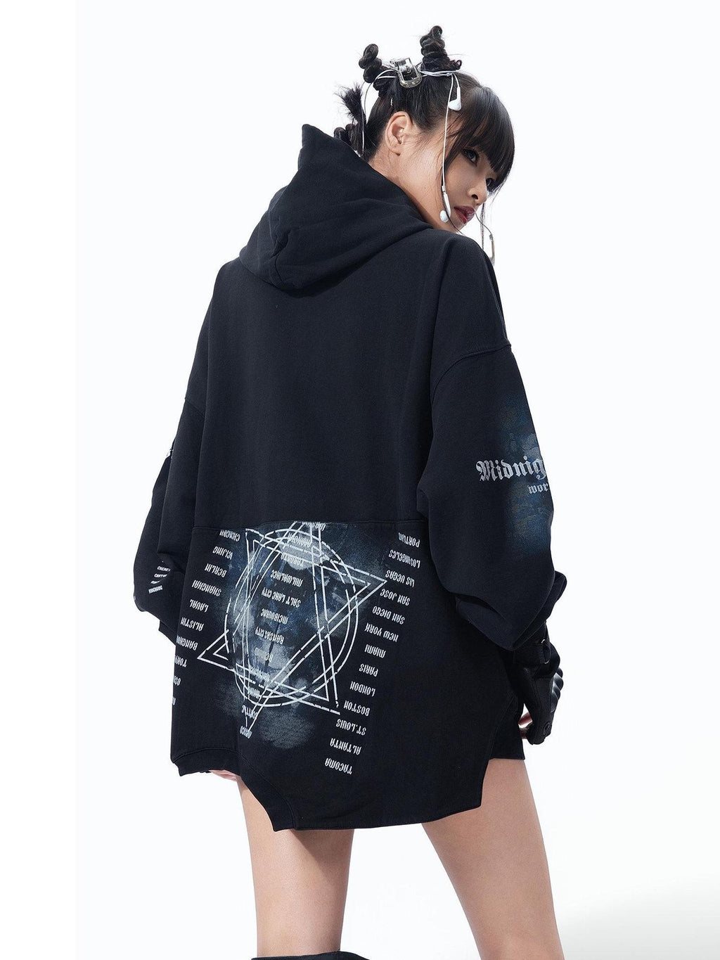 MOGONGSHE American Vintage Edgy Hooded Long Sleeve Women's Heavyweight Sweatshirts