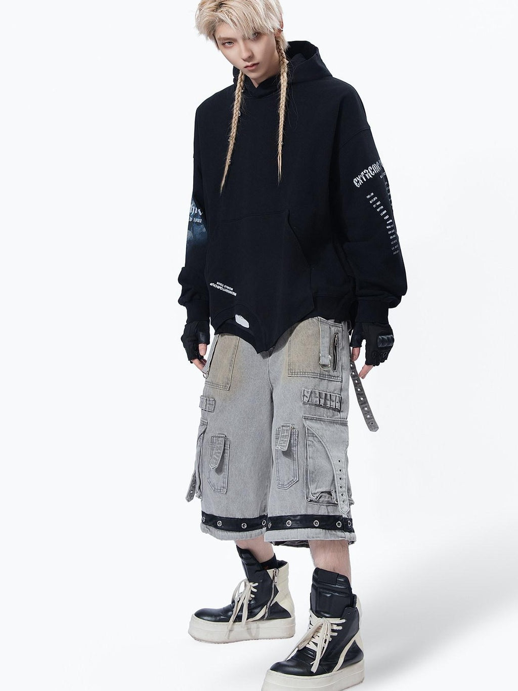 MOGONGSHE American Vintage Edgy Hooded Long Sleeve Women's Heavyweight Sweatshirts