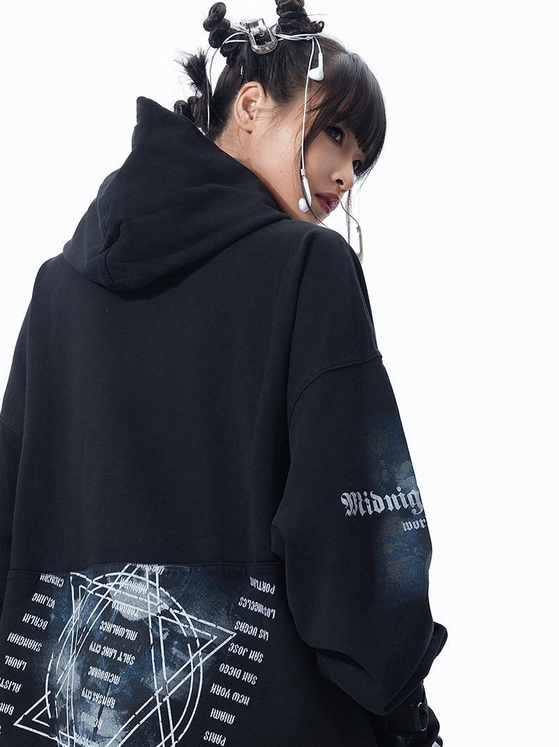 MOGONGSHE American Vintage Edgy Hooded Long Sleeve Women's Heavyweight Sweatshirts