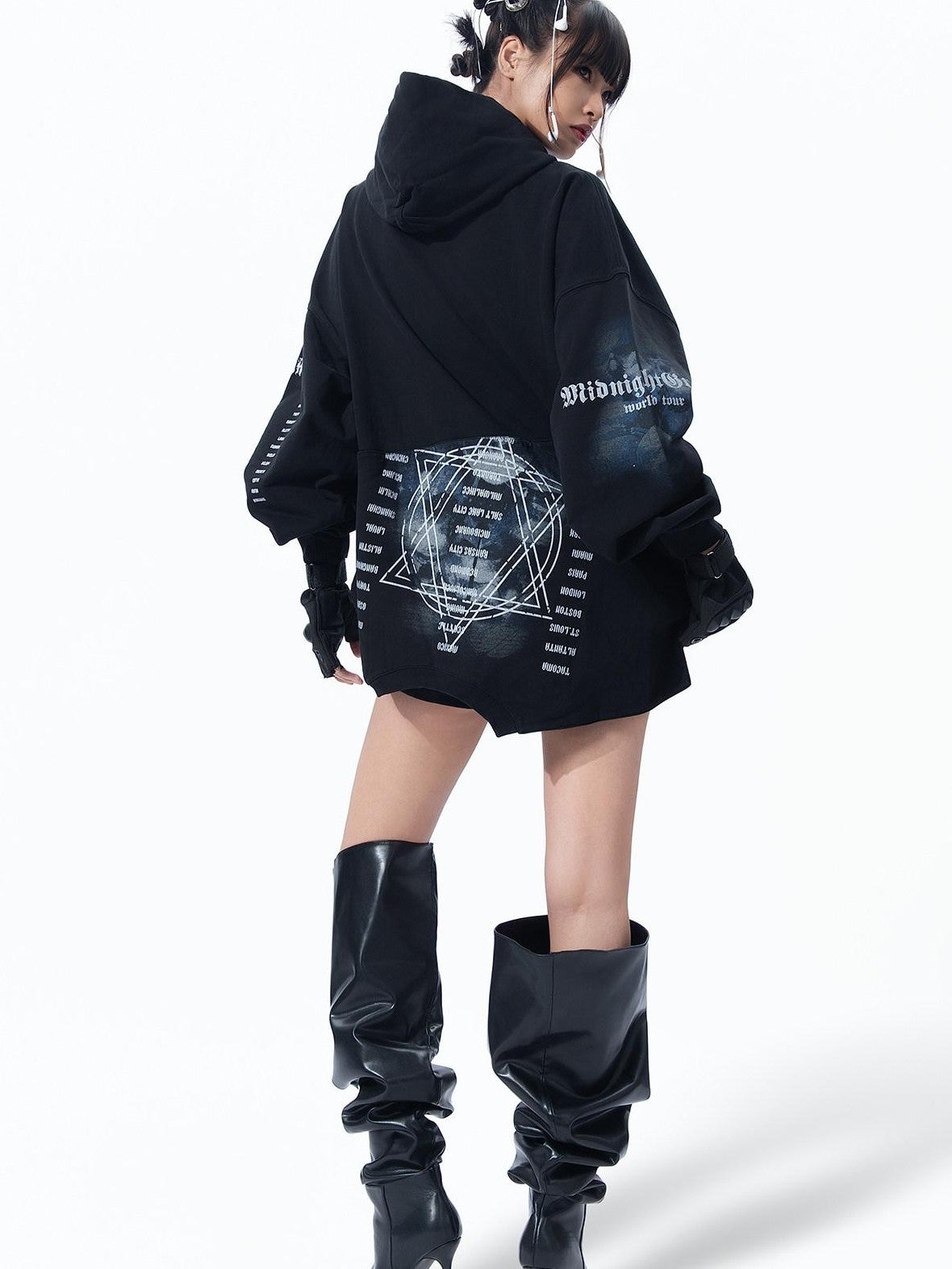 MOGONGSHE American Vintage Edgy Hooded Long Sleeve Women's Heavyweight Sweatshirts