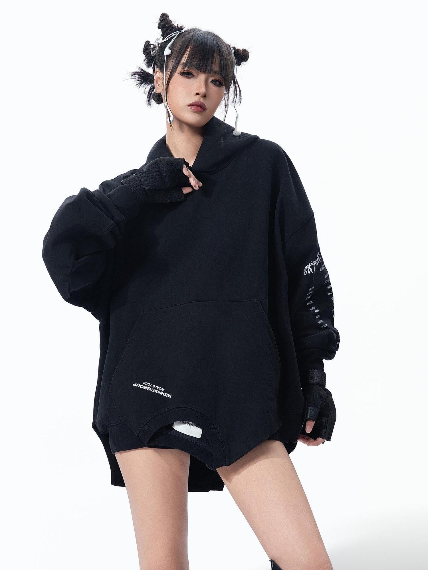 MOGONGSHE American Vintage Edgy Hooded Long Sleeve Women's Heavyweight Sweatshirts