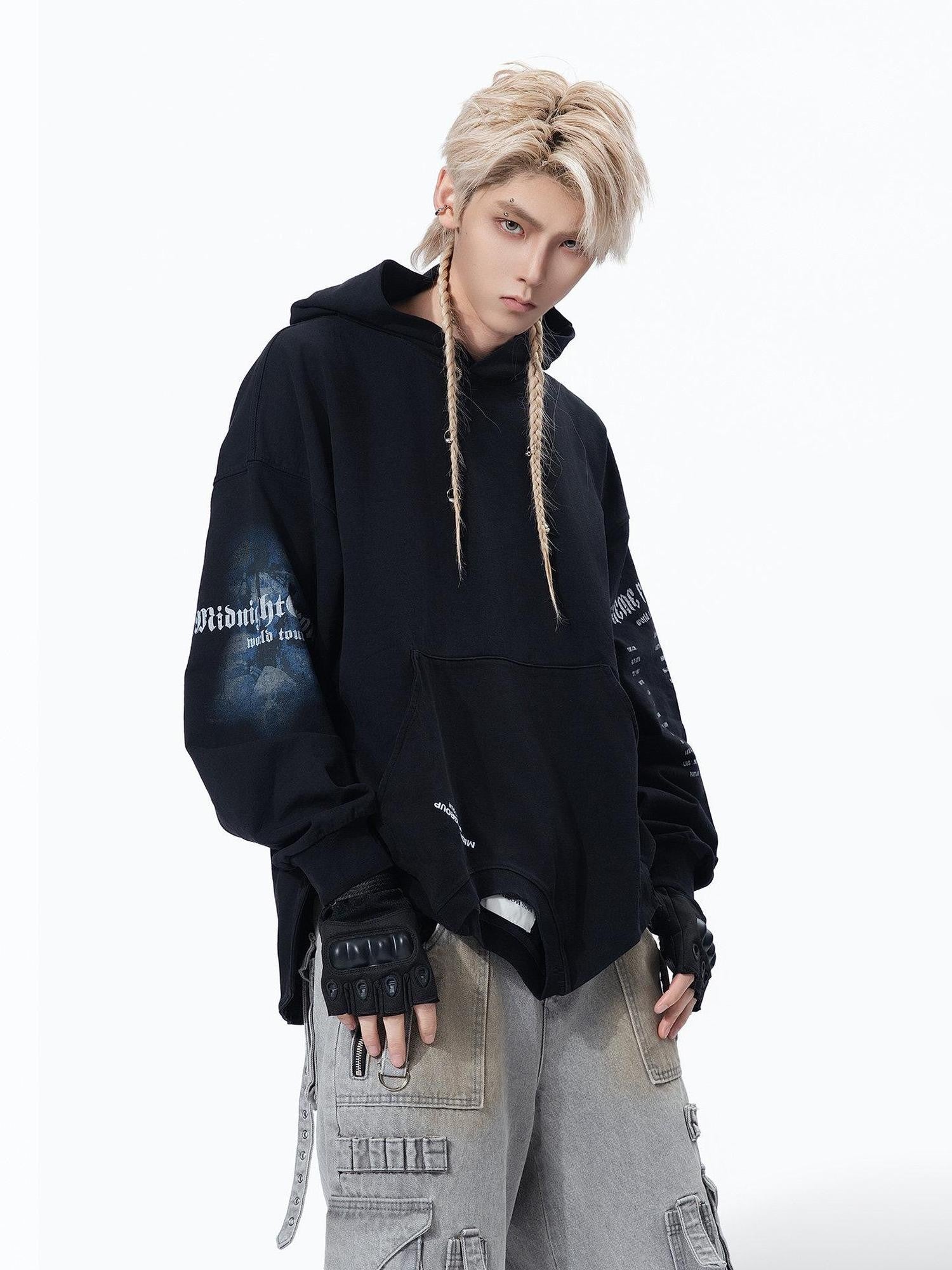 MOGONGSHE American Vintage Edgy Hooded Long Sleeve Women's Heavyweight Sweatshirts
