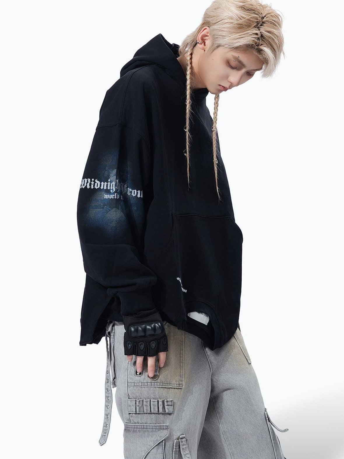 MOGONGSHE American Vintage Edgy Hooded Long Sleeve Women's Heavyweight Sweatshirts