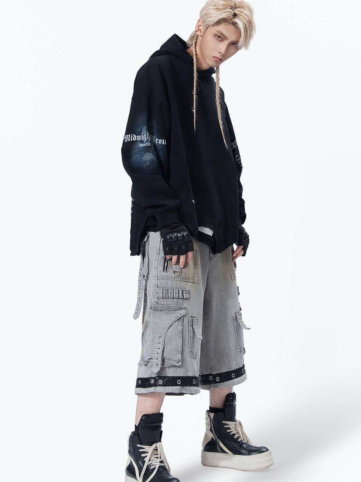 MOGONGSHE American Vintage Edgy Hooded Long Sleeve Women's Heavyweight Sweatshirts
