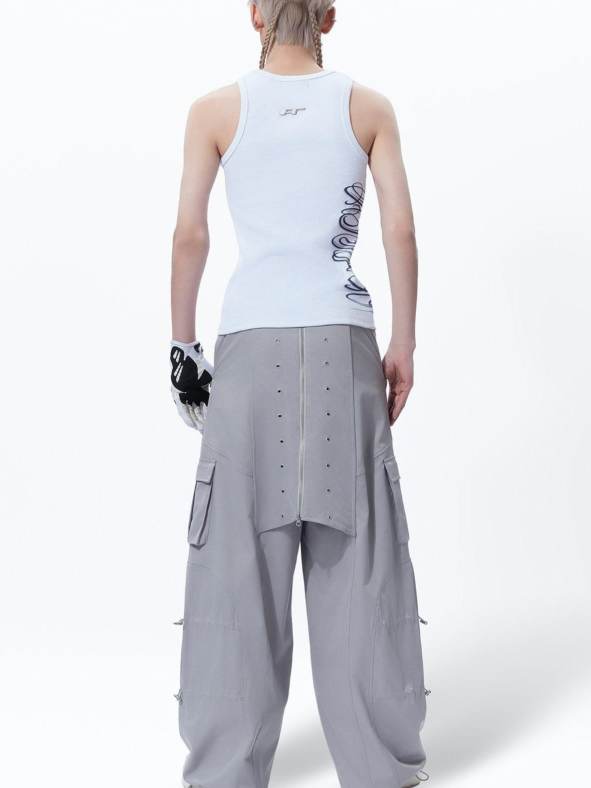 MOGONGSHE American Vintage Heavy Duty Zipper Cargo Workwear Women's Wide-leg Pants