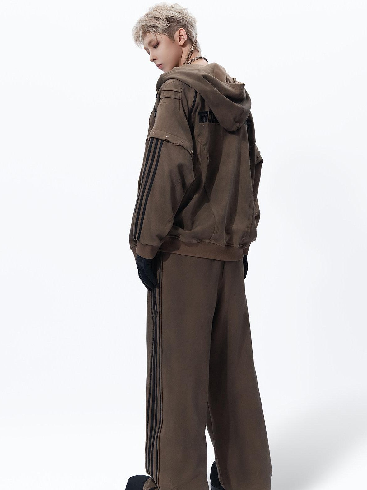 MOGONGSHE American Vintage Heavy Patchwork Relaxed Straight Women's Wide-leg Pants