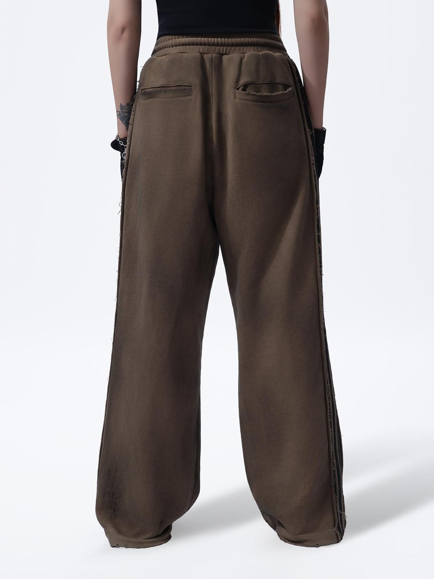 MOGONGSHE American Vintage Heavy Patchwork Relaxed Straight Women's Wide-leg Pants
