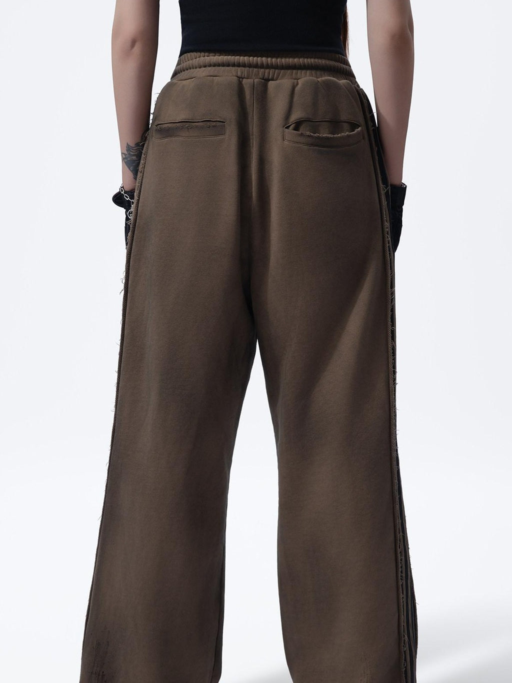 MOGONGSHE American Vintage Heavy Patchwork Relaxed Straight Women's Wide-leg Pants