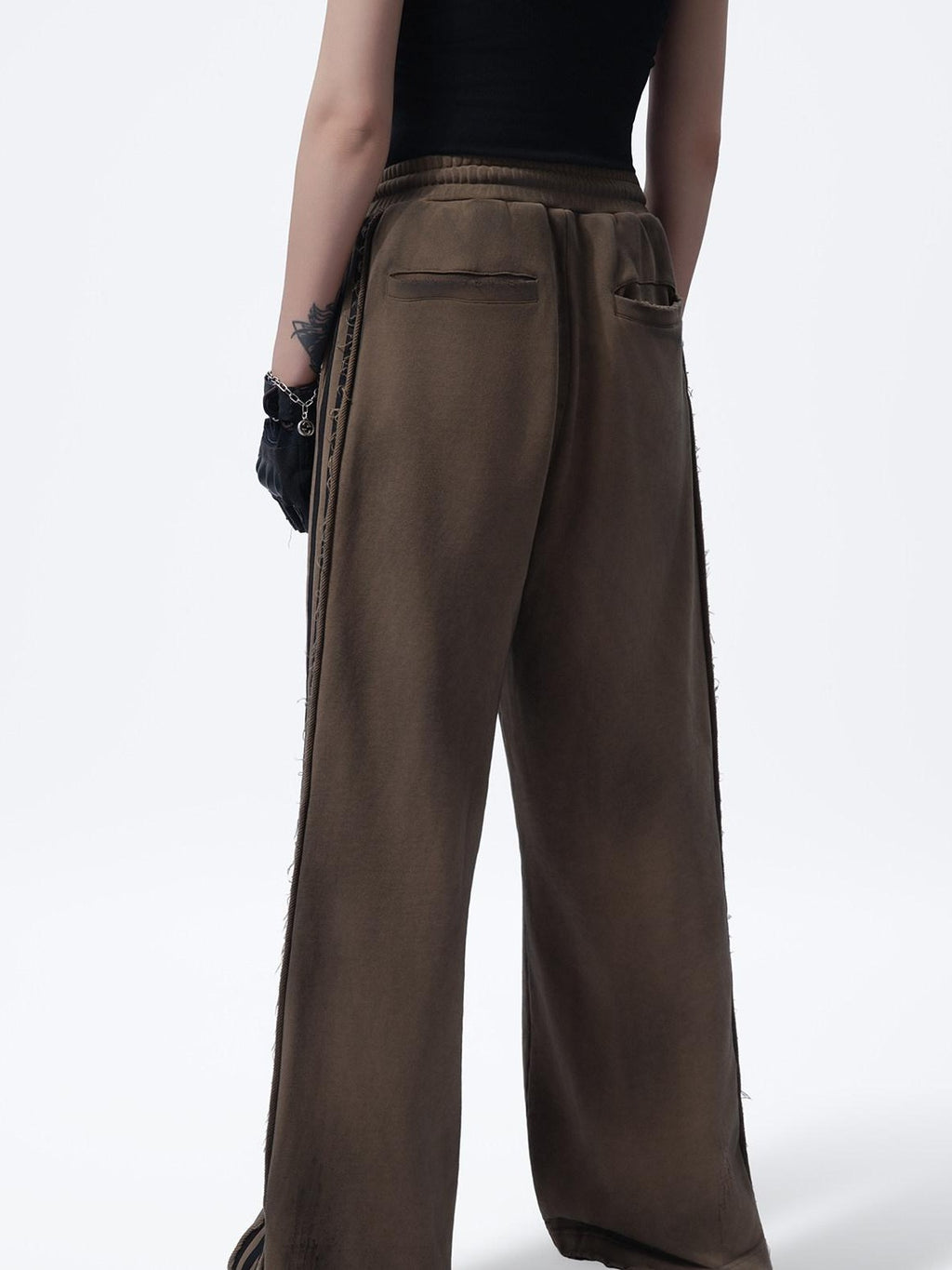 MOGONGSHE American Vintage Heavy Patchwork Relaxed Straight Women's Wide-leg Pants