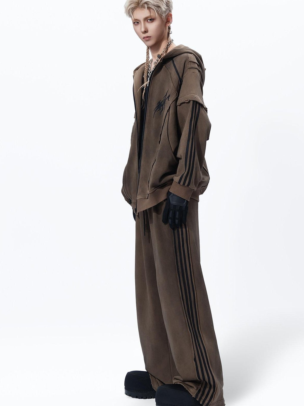 MOGONGSHE American Vintage Heavy Patchwork Relaxed Straight Women's Wide-leg Pants
