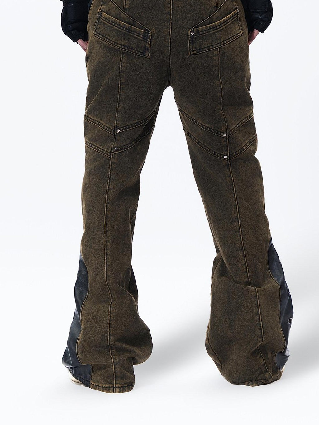 MOGONGSHE American Vintage Ripped Washed Wide Workwear Women's Denim Distressed Jeans