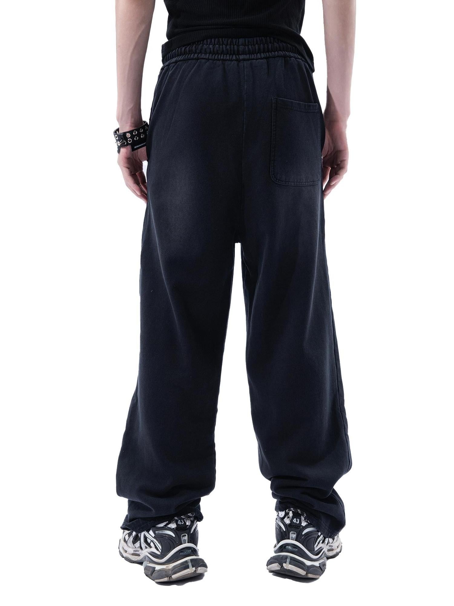 MOGONGSHE American Vintage Washed Distressed High Street Women's Wide-leg Pants