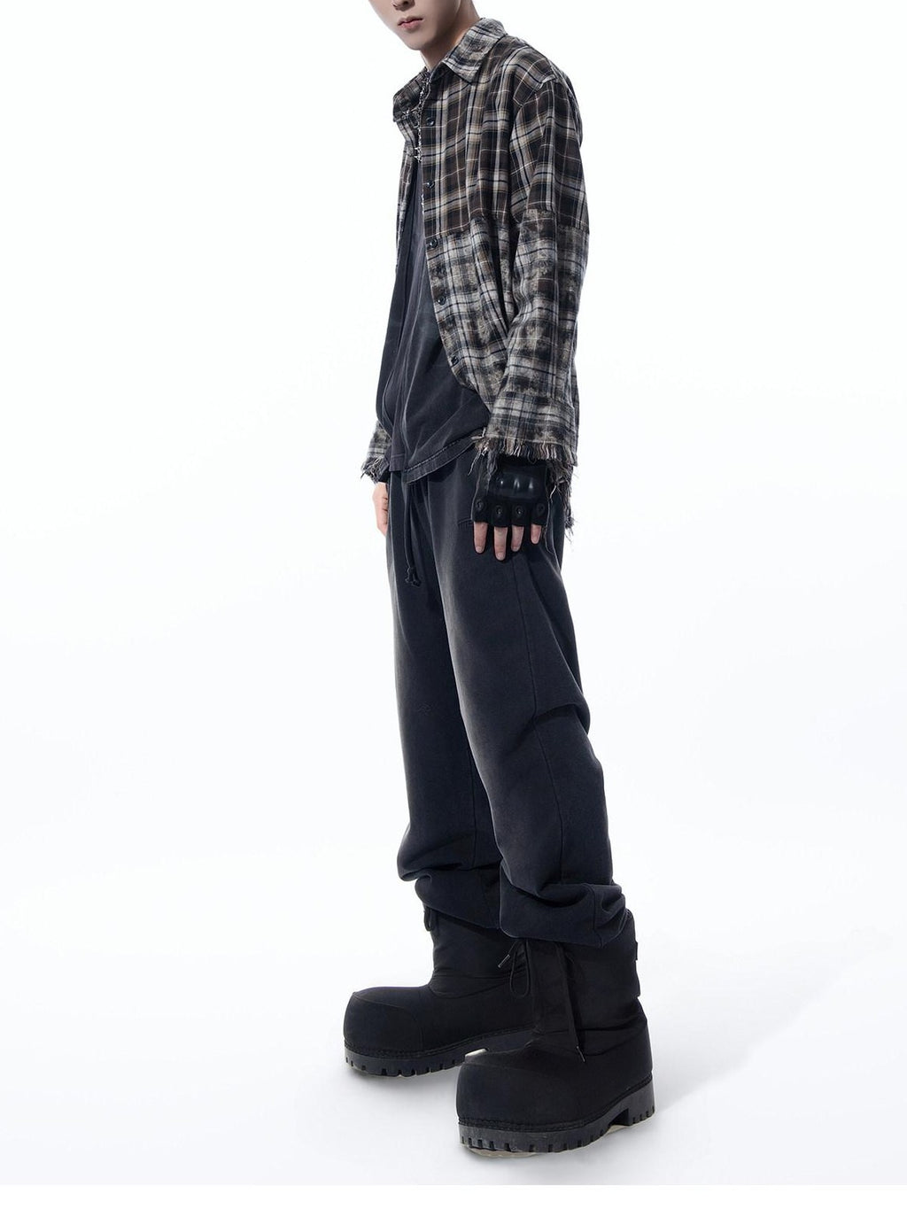 MOGONGSHE American Vintage Washed Distressed High Street Women's Wide-leg Pants