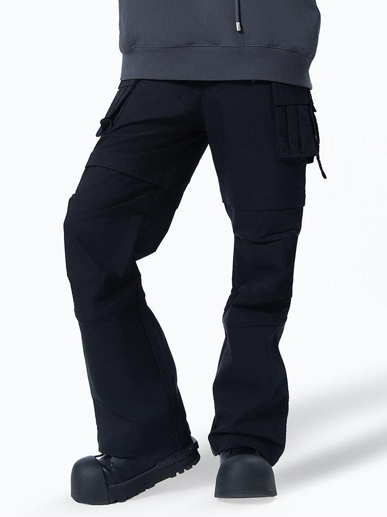 MOGONGSHE Black Edgy Cargo Relaxed Fit Street Cool Women's Wide-leg Pants