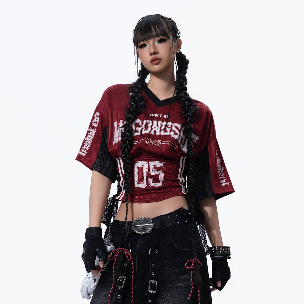 MOGONGSHE_Colorblock_Contrast_V-neck_Short_Sleeve_Athletic_Women's_Jersey_Crop_Tops_950253422847_MISSTT
