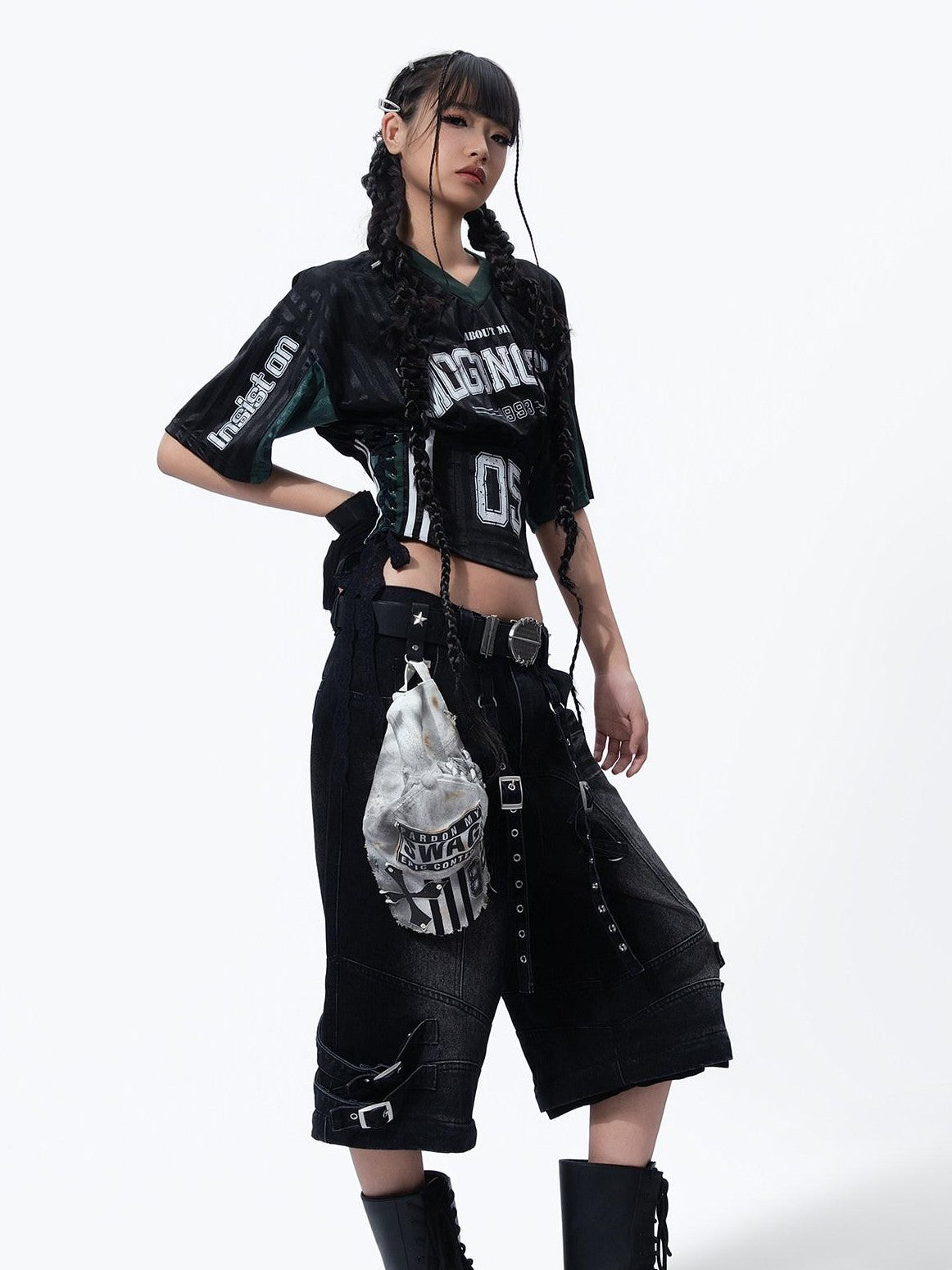 MOGONGSHE Colorblock Contrast V-neck Short Sleeve Athletic Women's Jersey Crop Tops