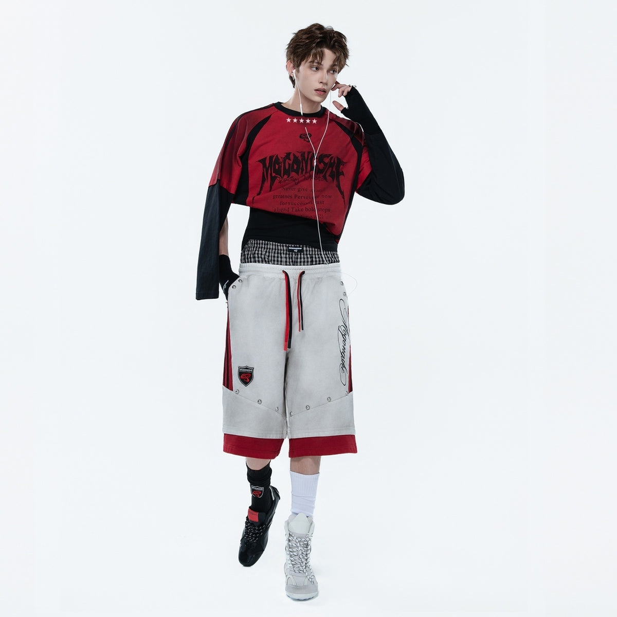 MOGONGSHE_Colorblock_Drawstring_Graffiti_Embroidered_Wide_Leg_Cotton_Women's_Athletic_Shorts_1090209809567_MISSTT