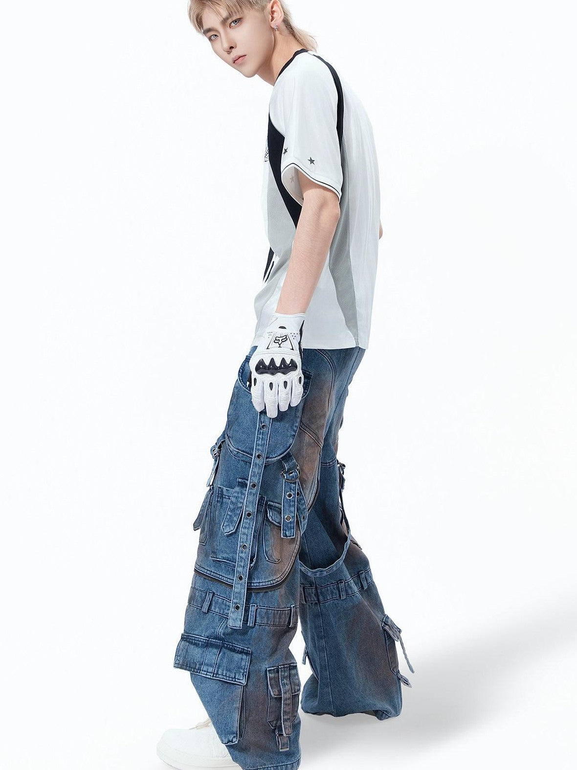 MOGONGSHE Contrast Panel Techwear Varsity Raglan Women's Breathable Short Sleeve T-shirts