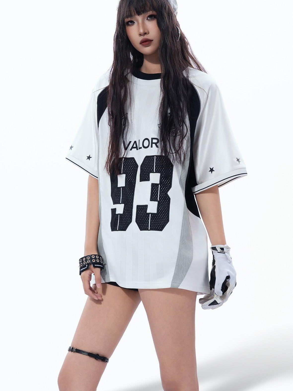 MOGONGSHE Contrast Panel Techwear Varsity Raglan Women's Breathable Short Sleeve T-shirts