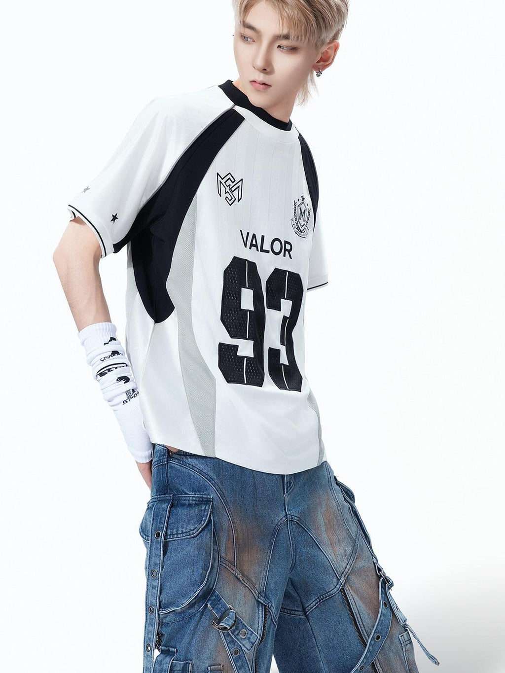 MOGONGSHE Contrast Panel Techwear Varsity Raglan Women's Breathable Short Sleeve T-shirts