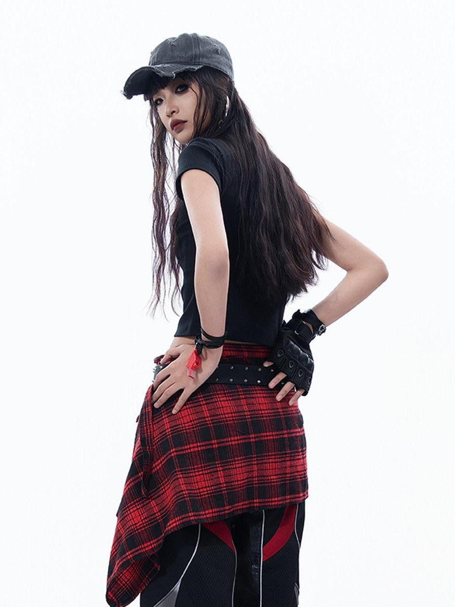 MOGONGSHE Dark Gothic Wing Print Slimming Short Sleeve Slim Fit Women's Crop Tops