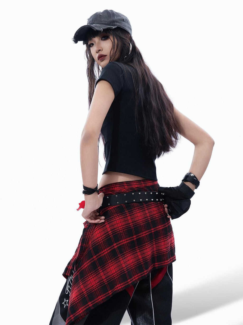 MOGONGSHE Dark Gothic Wing Print Slimming Short Sleeve Slim Fit Women's Crop Tops
