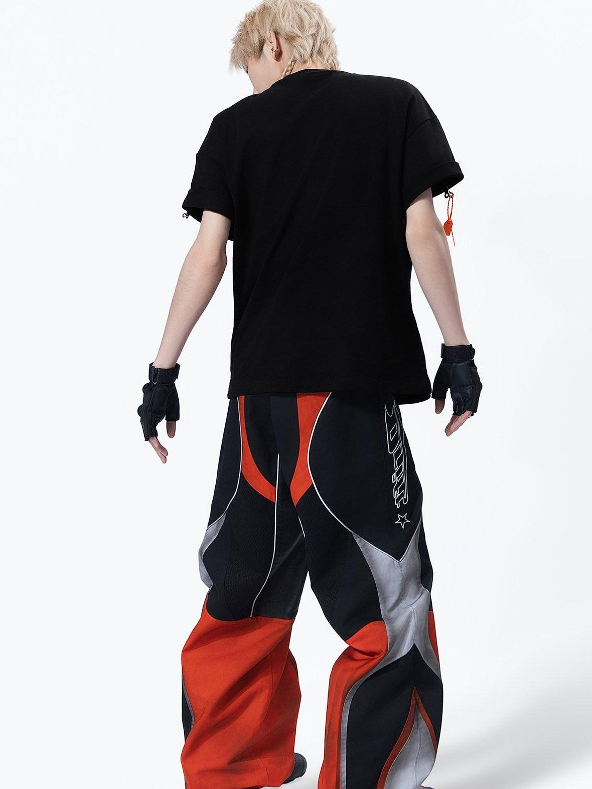 MOGONGSHE Deconstructed Colorblock Patchwork Retro Street Utility Women's Wide-leg Pants