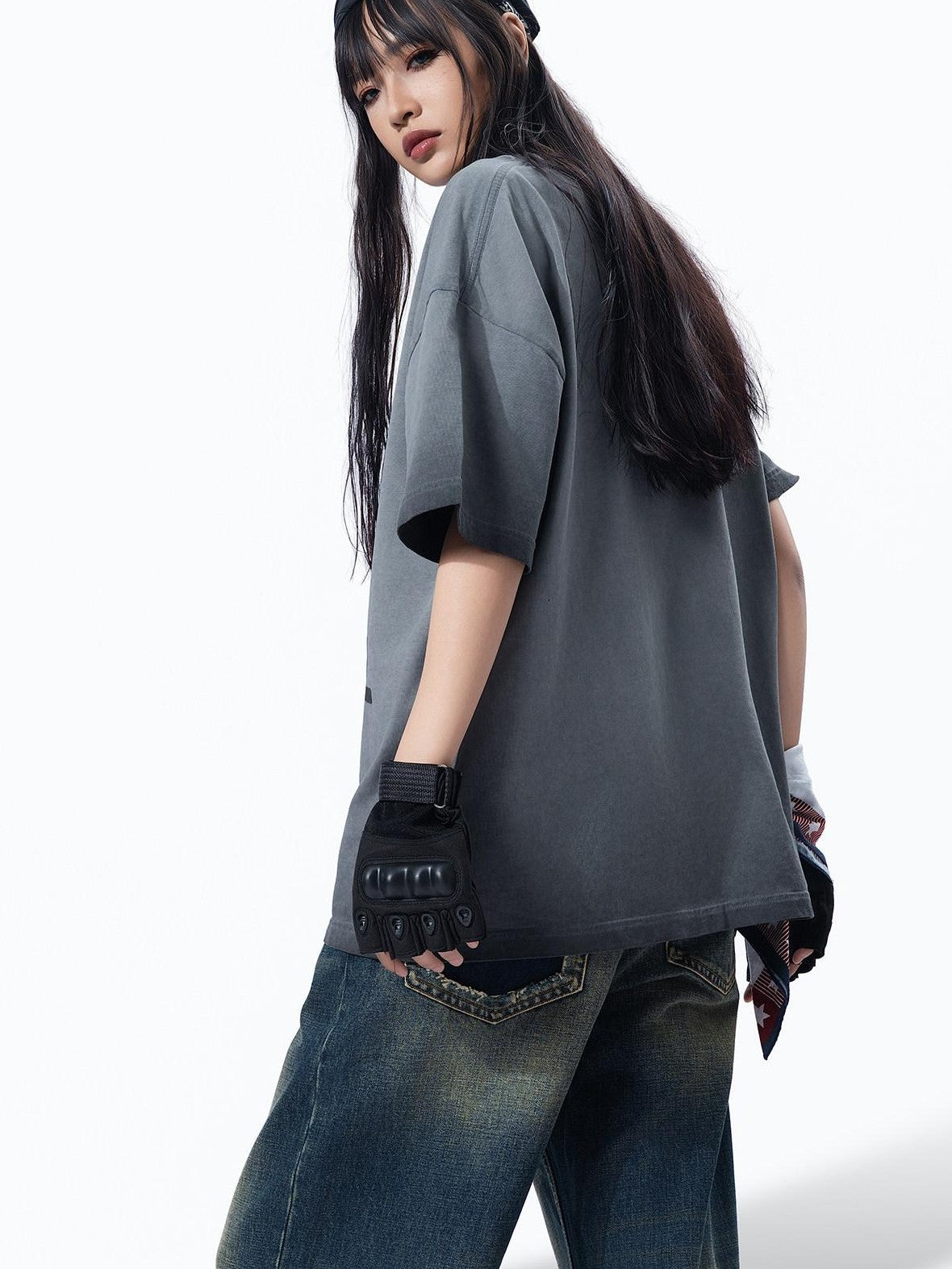 MOGONGSHE Distressed Vintage Print Hip Hop Streetwear Women's Short Sleeve T-shirts