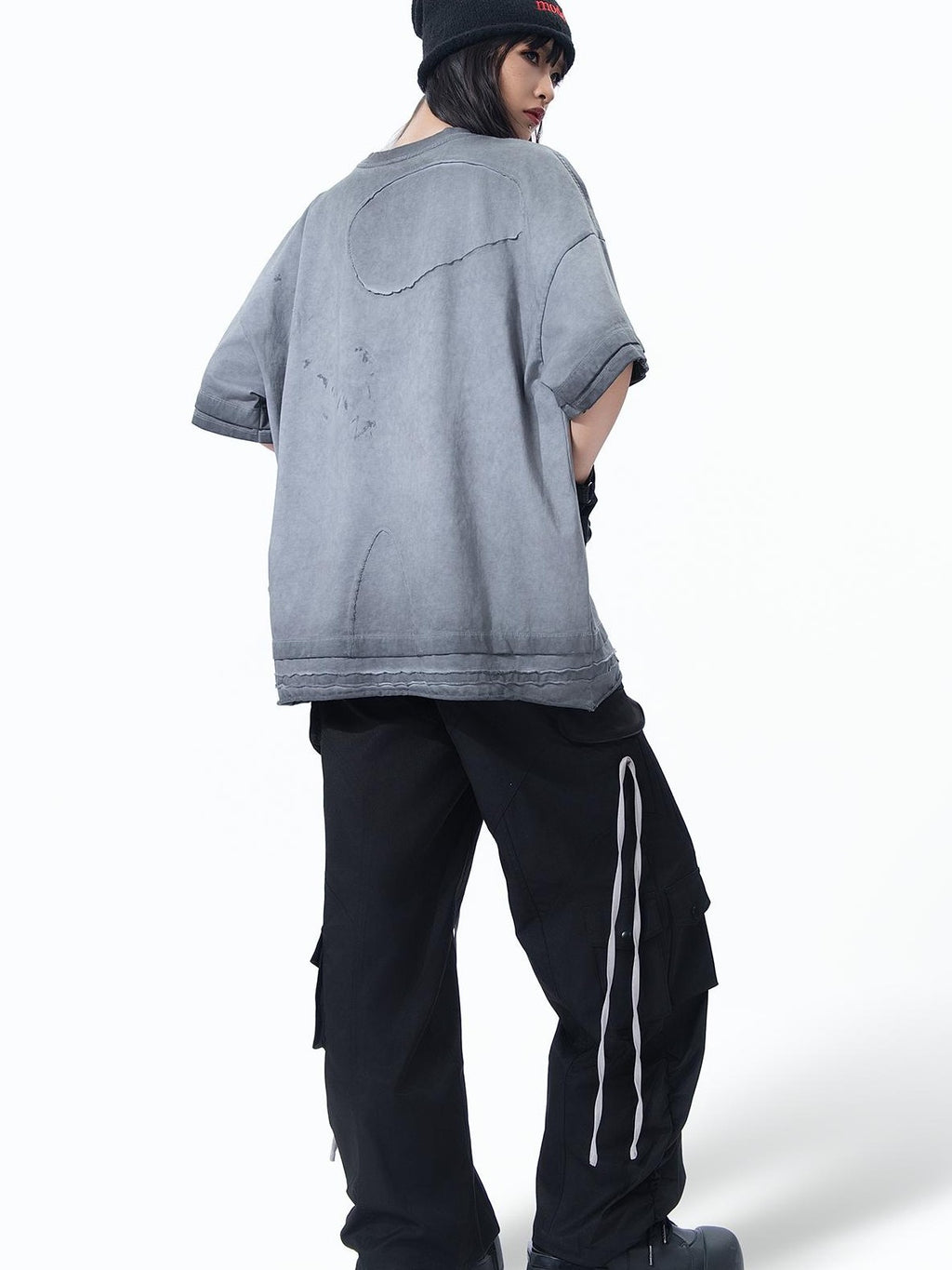 MOGONGSHE Distressed Washed Graphic Loose Fit Women's Cotton Short Sleeve T-shirts