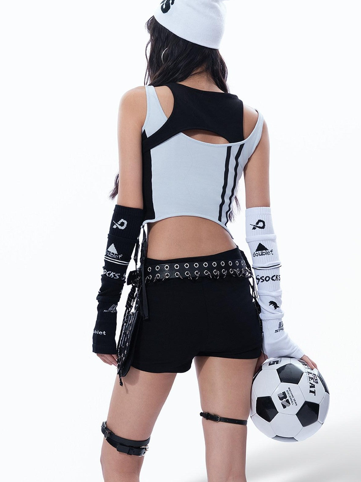 MOGONGSHE Dopamine Cropped Faux Two Piece Sporty Slim Fit Women's Tank Tops