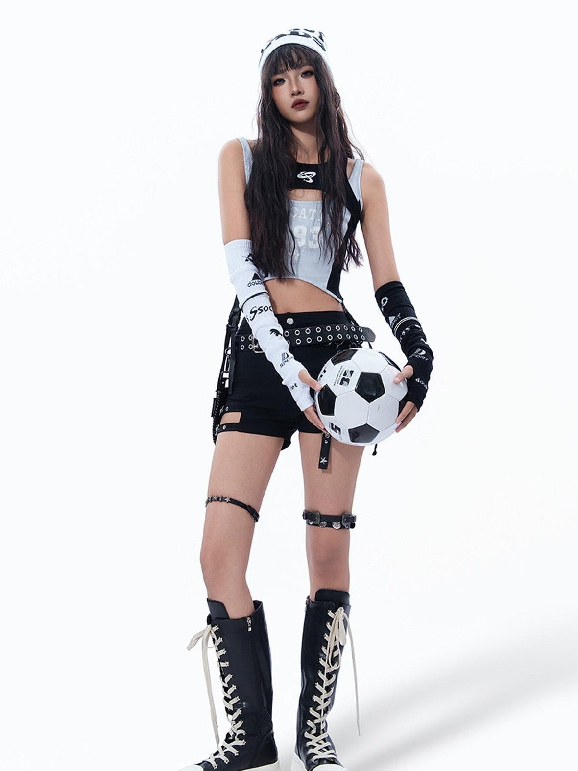 MOGONGSHE Dopamine Cropped Faux Two Piece Sporty Slim Fit Women's Tank Tops