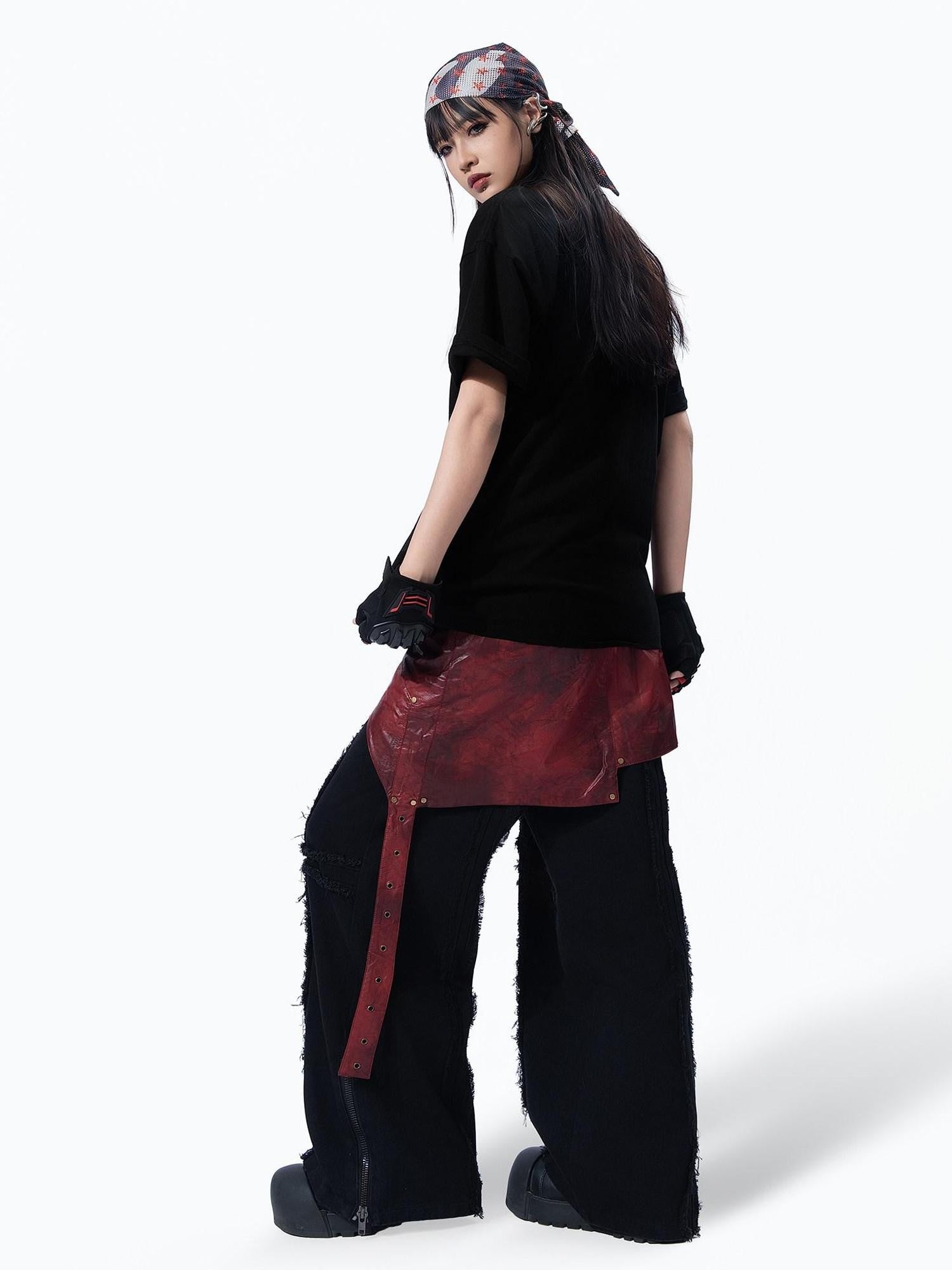 MOGONGSHE Edgy Retro Letter Print Oversized Women's Cotton Short Sleeve T-shirts