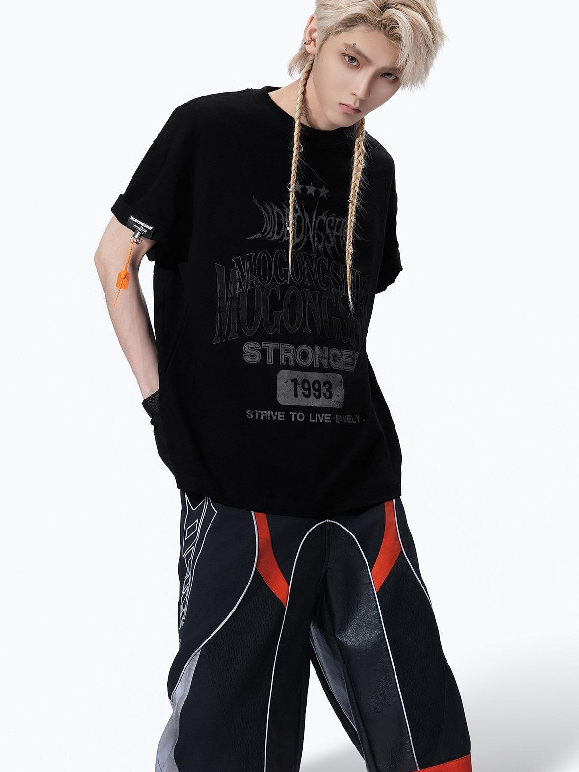 MOGONGSHE Edgy Retro Letter Print Oversized Women's Cotton Short Sleeve T-shirts