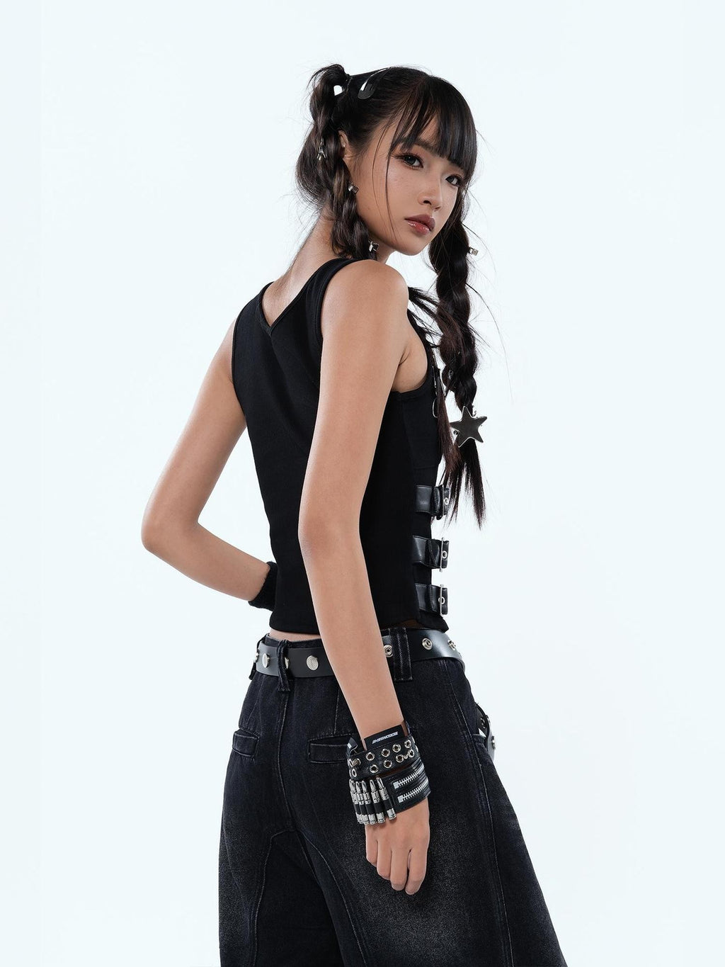 MOGONGSHE Embroidered Beaded Slim Fit Short Women's Cotton Tank Tops