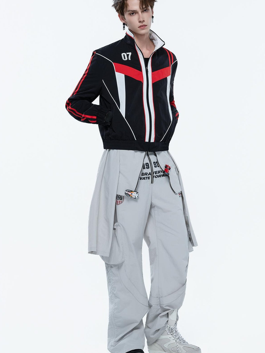 MOGONGSHE Embroidered Cropped Racing Logo Women's Moto Jackets