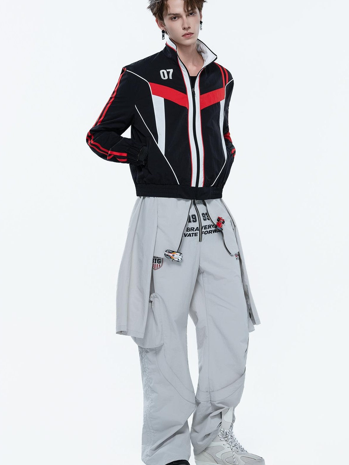 MOGONGSHE Embroidered Cropped Racing Logo Women's Moto Jackets