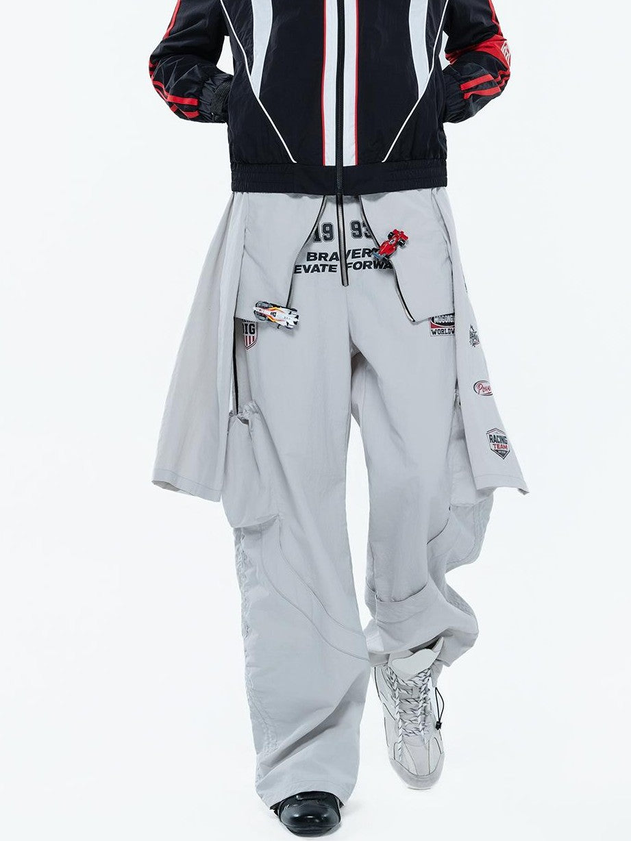 MOGONGSHE Embroidered Cropped Racing Logo Women's Moto Jackets