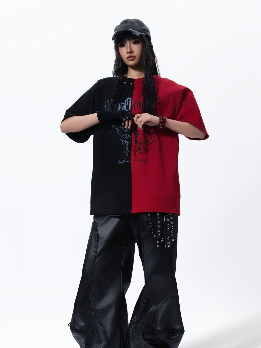MOGONGSHE Hand Rubbed Waxed Patchwork 3d Texture Women's Denim Wide-leg Jeans