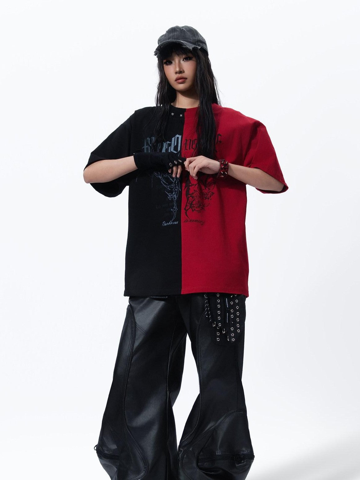 MOGONGSHE Hand Rubbed Waxed Patchwork 3d Texture Women's Denim Wide-leg Jeans