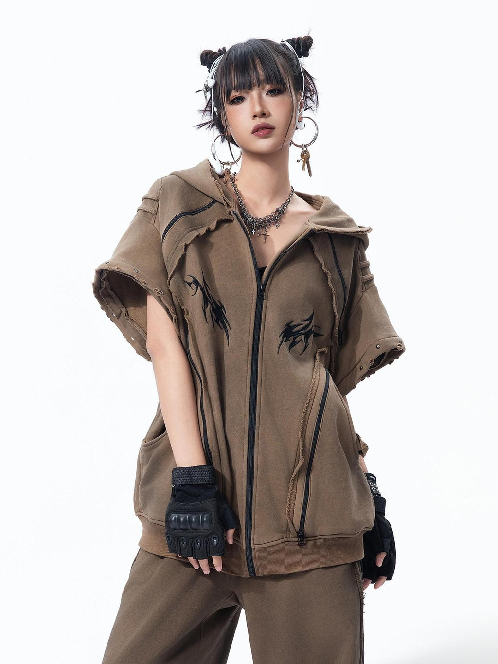 MOGONGSHE Heavyweight Patchwork Embroidered Women's Cotton Tracksuit Sets