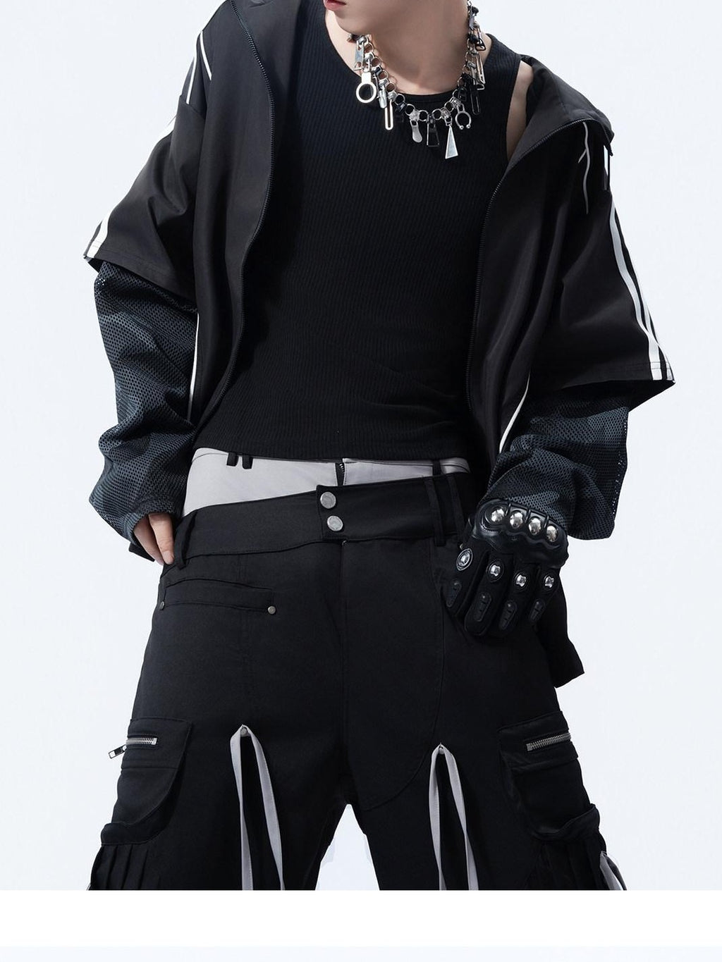 MOGONGSHE Hooded Patchwork Black Camo American Vintage Women's Casual Jackets