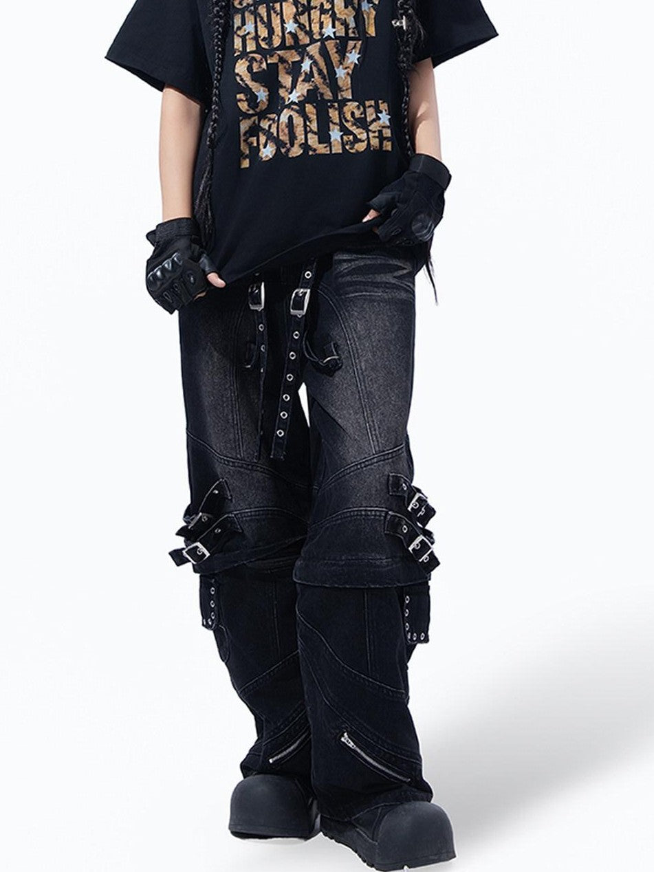 MOGONGSHE Leopard Star Distressed Letter Print Loose Women's Short Sleeve T-shirts