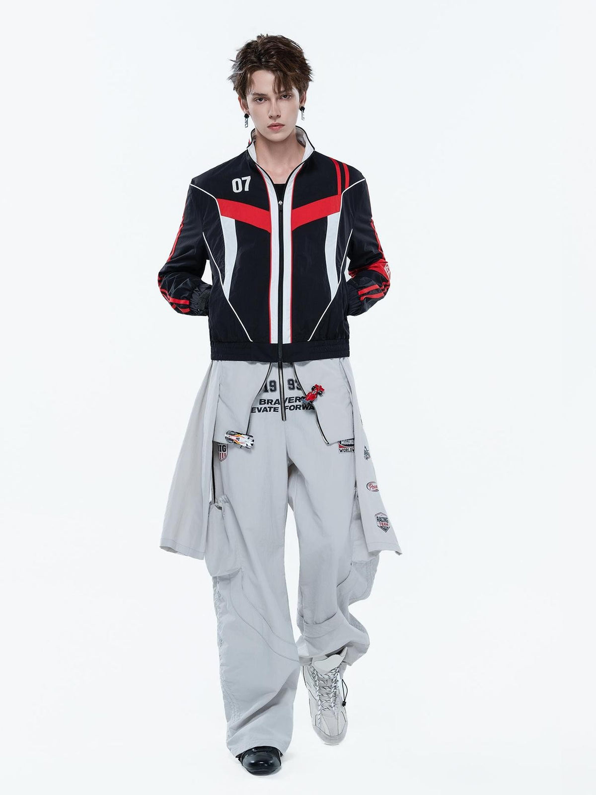 MOGONGSHE Printed Wide Leg Cotton Women's Cargo Pants