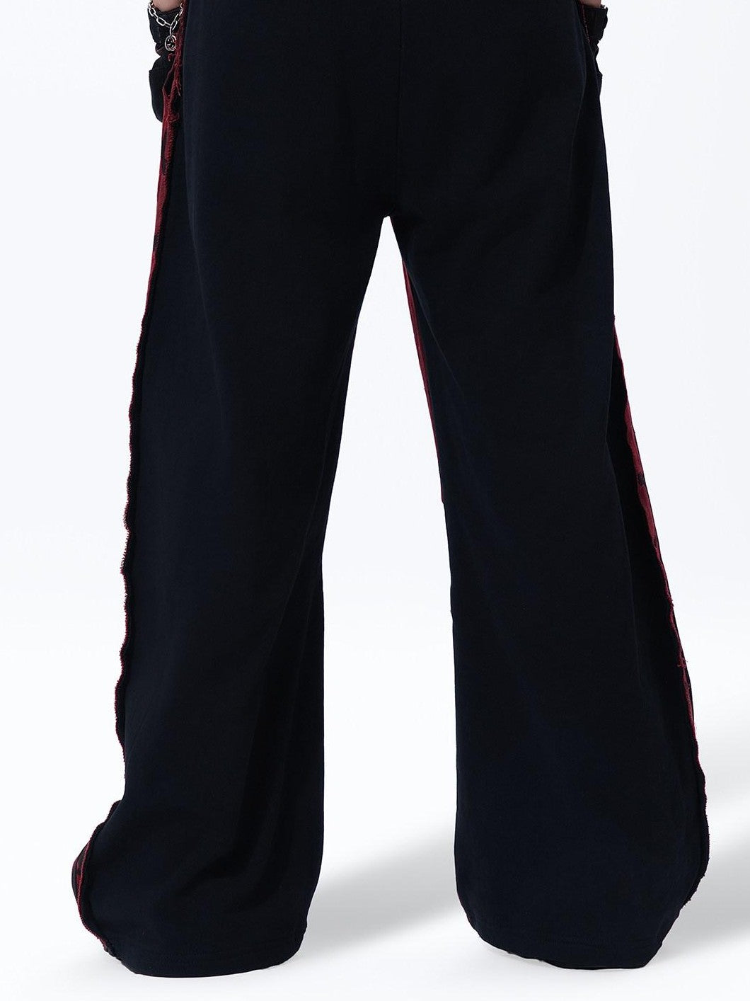 MOGONGSHE Red Camo Dual Waist Colorblock Women's Cotton Drape Wide-leg Jeans